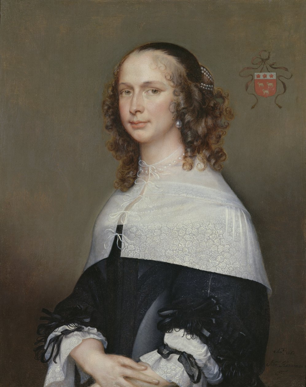 Portrett av kona til Nicolas van der Haer, 1661 av Adriaen Hanneman