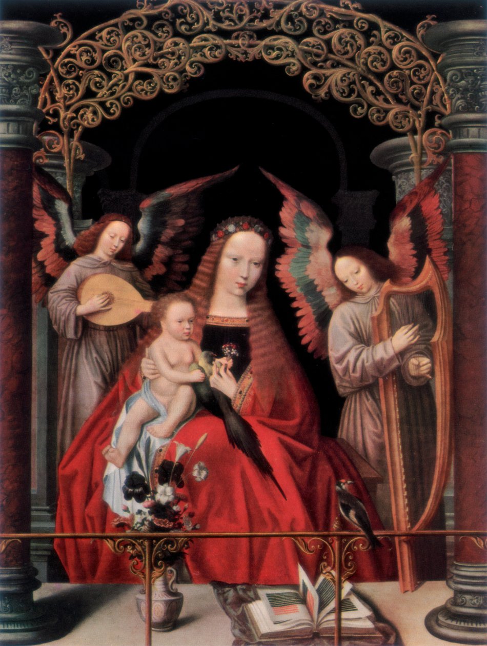 'Madonnaen og barnet med engler', 1927 av Adriaen Isenbrandt