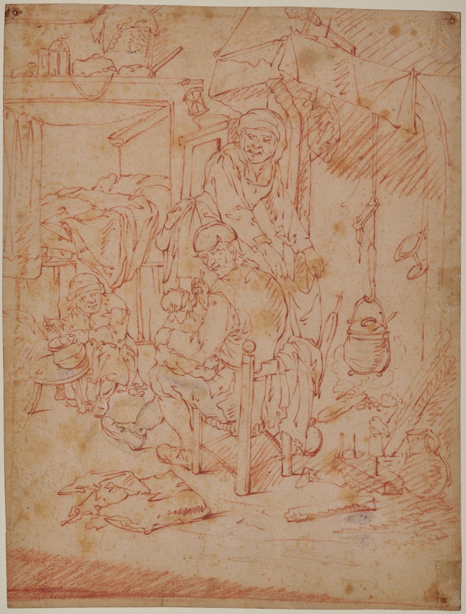 Nederlandsk interiør av Adriaen Jansz. van (attr. to) Ostade