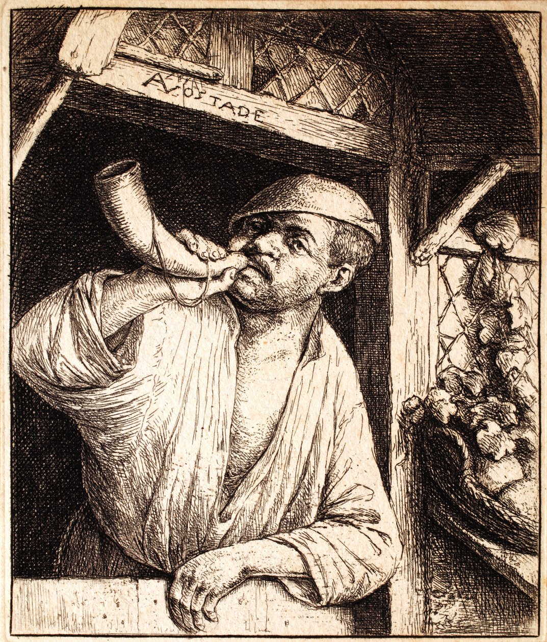 Baker Sounding His Horn, ca. 1670 av Adriaen Jansz. van Ostade