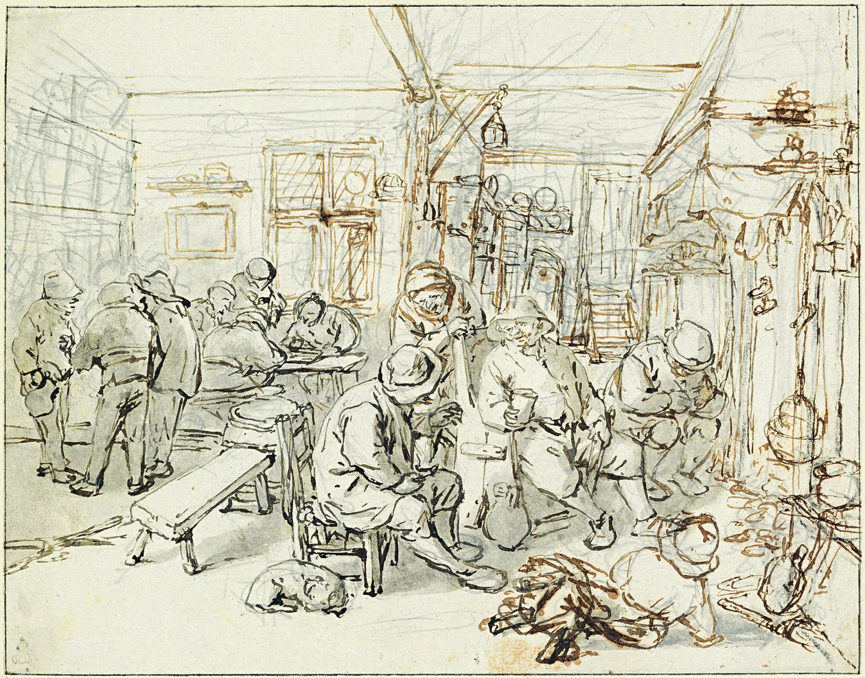 Company of Peasants in a Tavern, ca 1675 av Adriaen Jansz. van Ostade