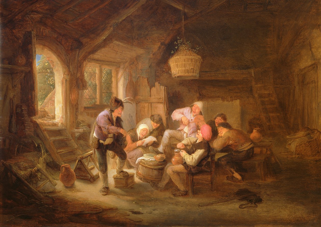 Drikkescene (olje på kobber) av Adriaen Jansz. van Ostade