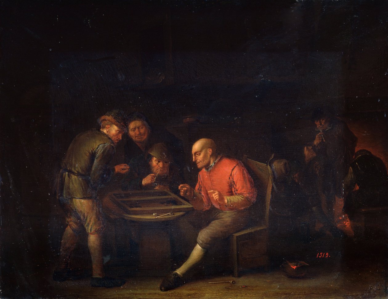 Flemings som spiller terninger, 1600-tallet av Adriaen Jansz. van Ostade