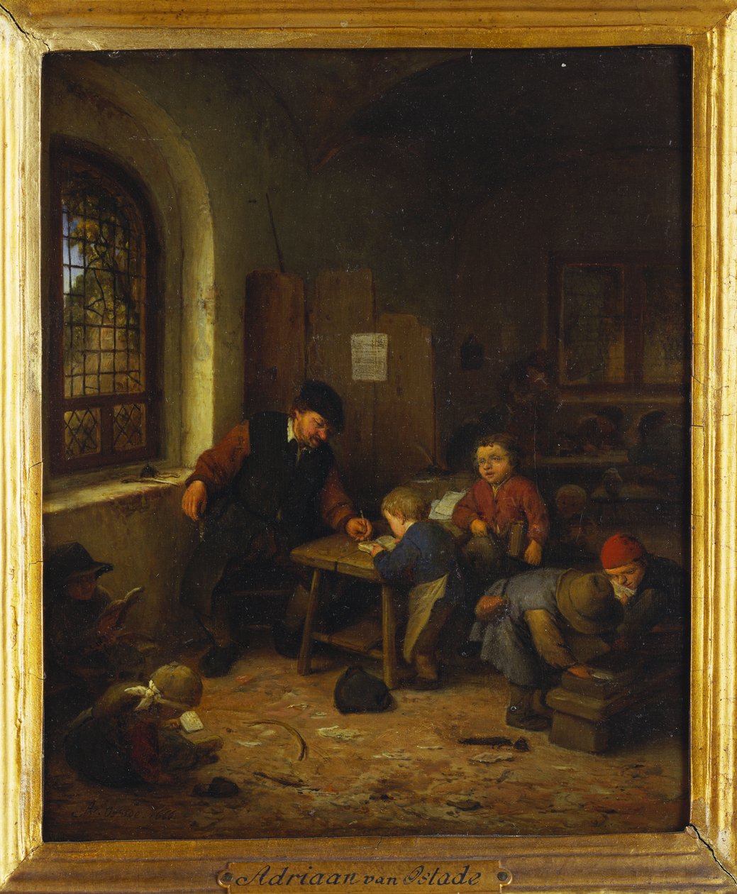 Interiør i en skolestue, 1666 av Adriaen Jansz. van Ostade