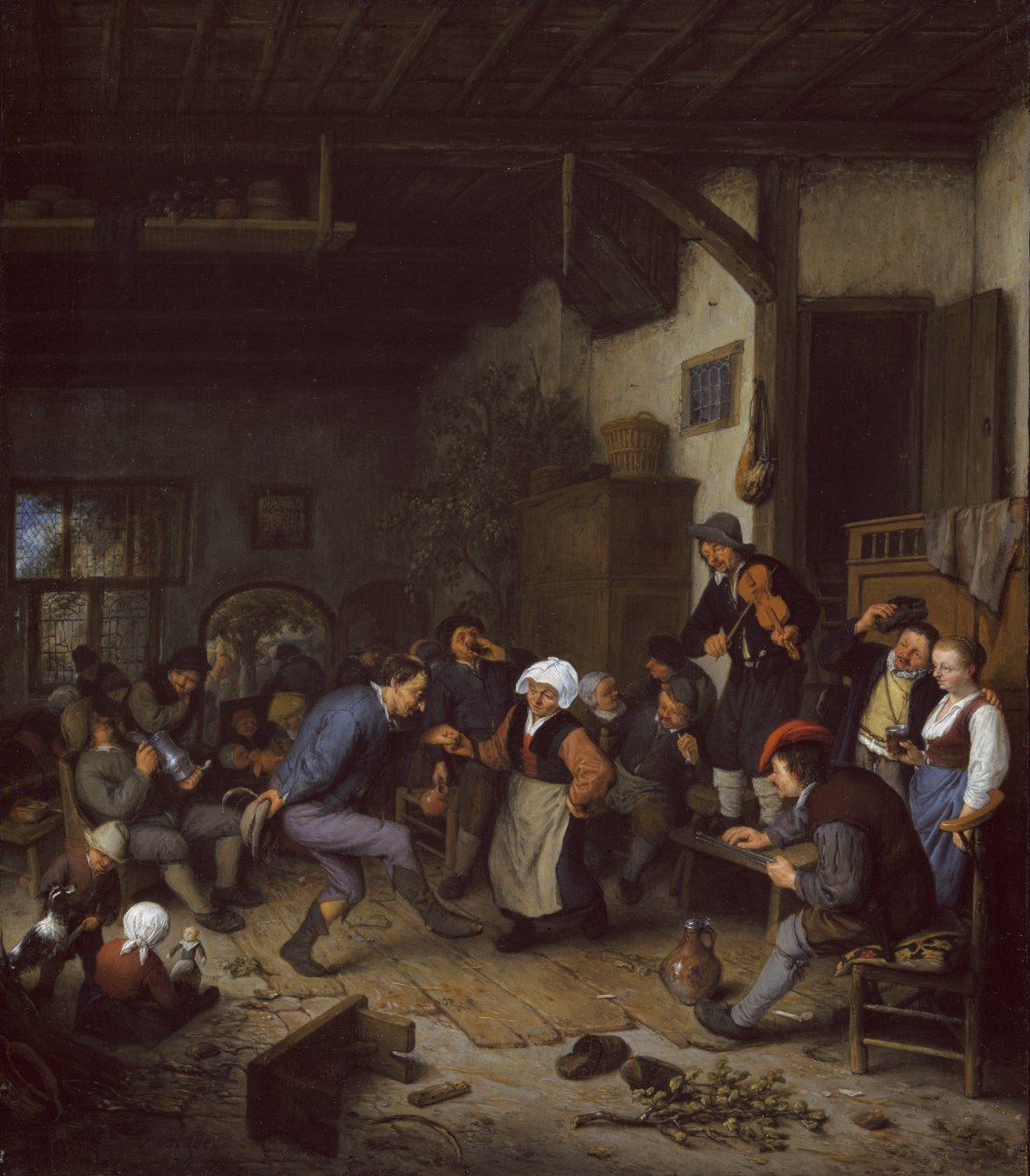 Merrymakers i et vertshus, 1674 av Adriaen Jansz. van Ostade