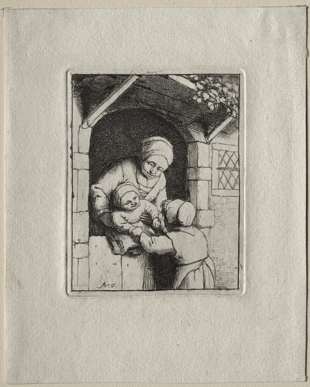 Mor og to barn. av Adriaen Jansz. van Ostade