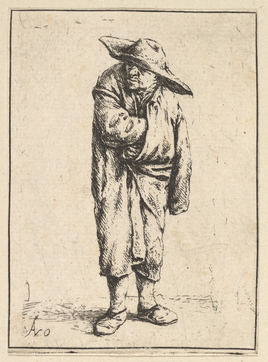 Bonde svøpt i sin kappe, 1610-85. av Adriaen Jansz. van Ostade