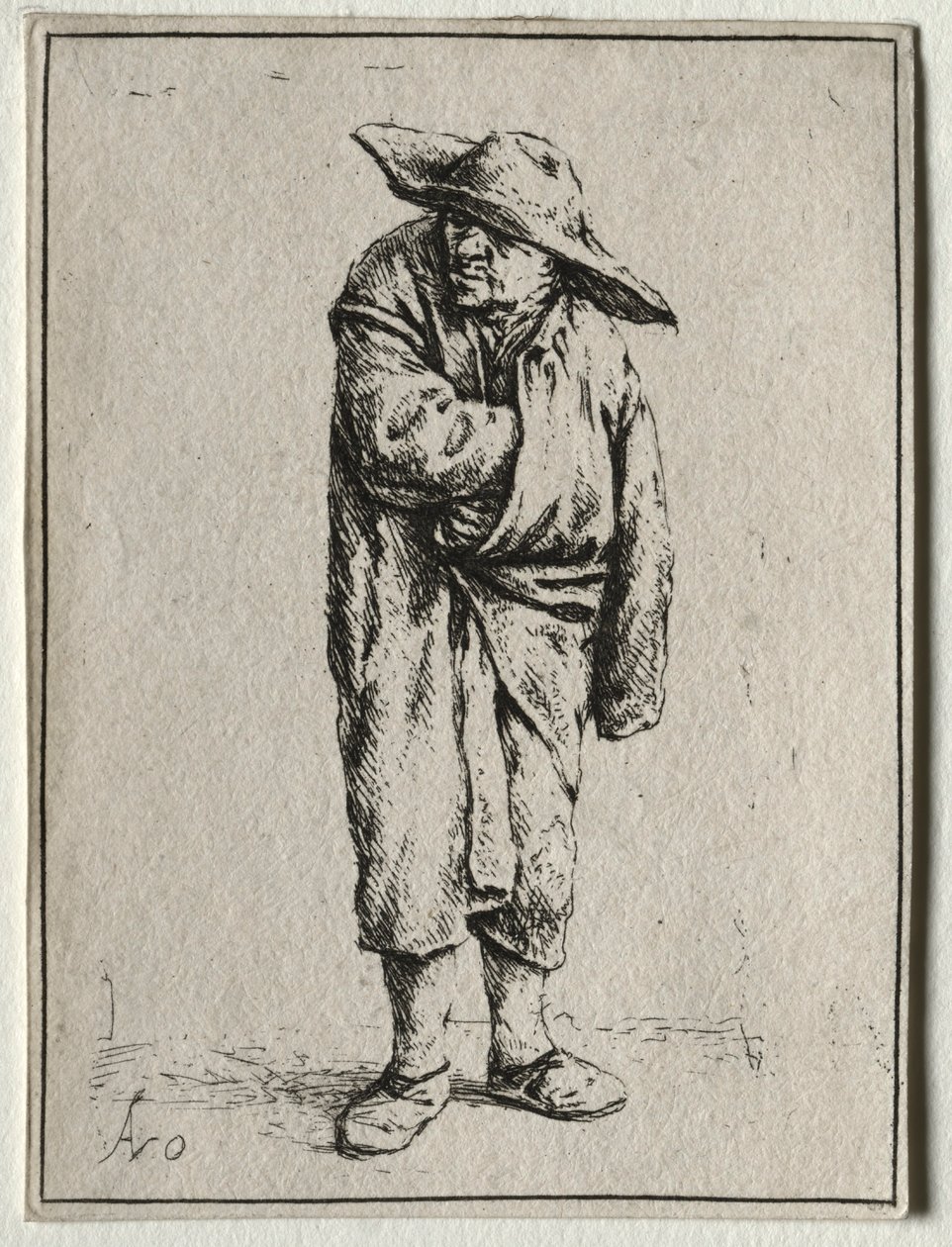 Bonde med hånden i kappen. av Adriaen Jansz. van Ostade