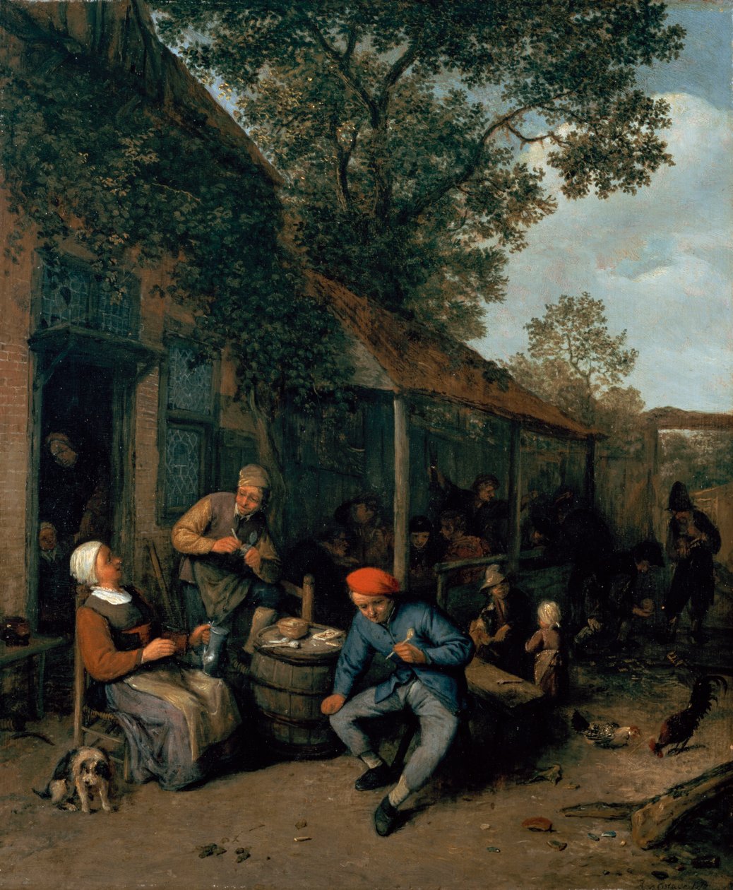 Bønder som røyker og fester utenfor en taverna, 1676 av Adriaen Jansz. van Ostade