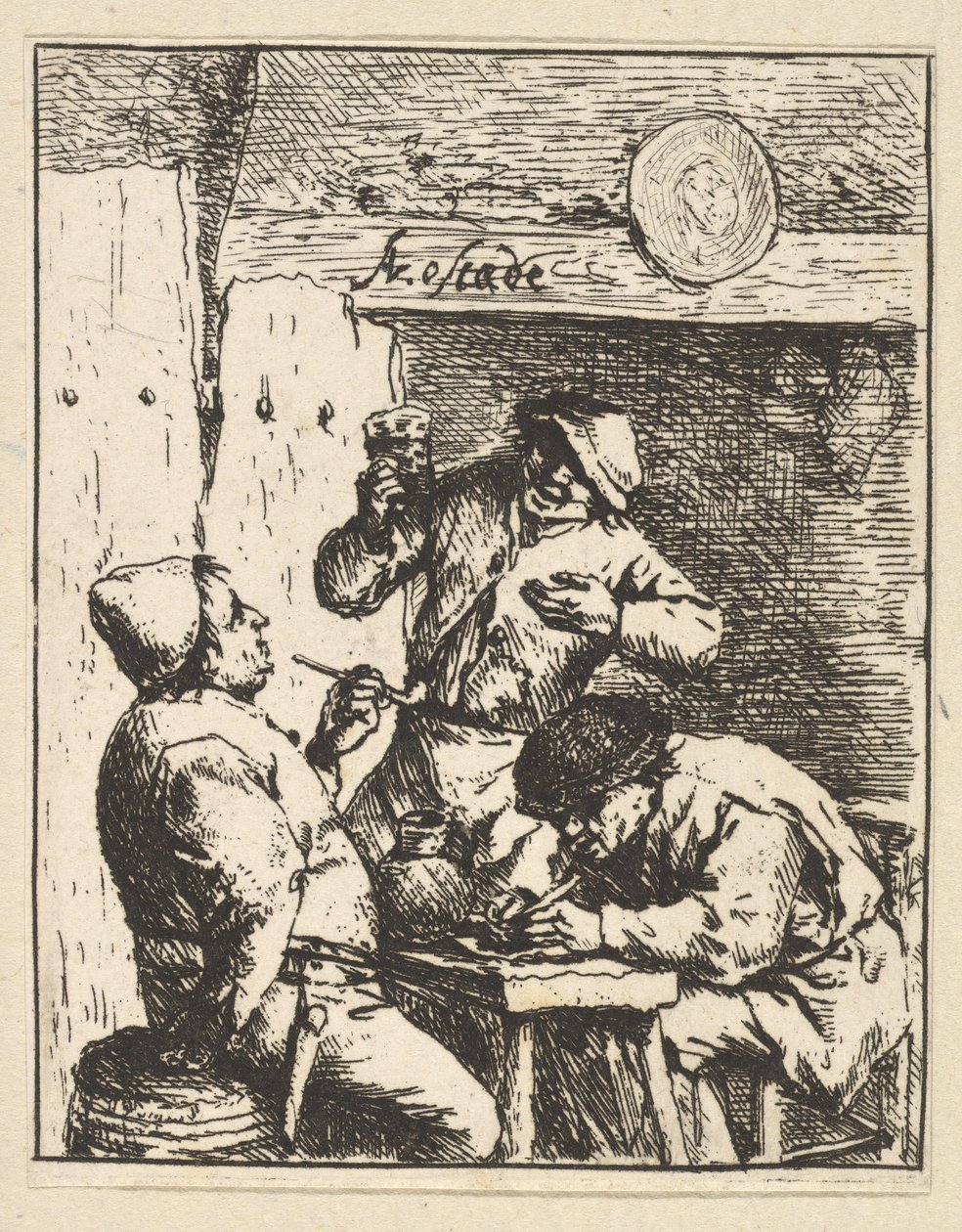 Sanger står mellom to røykere, 1610-85. av Adriaen Jansz. van Ostade
