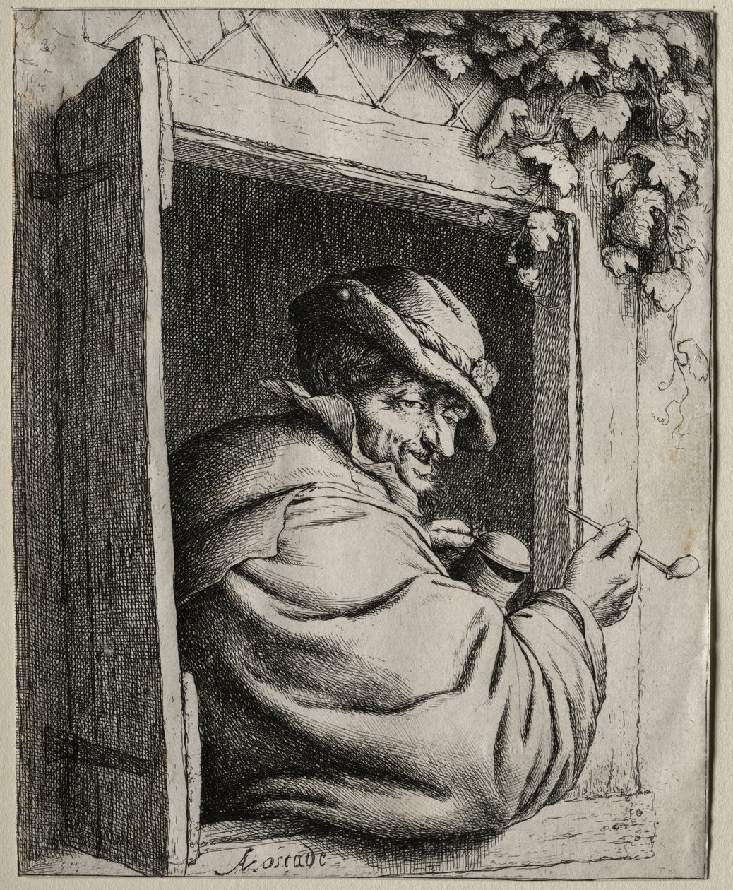 Røykeren ved vinduet. av Adriaen Jansz. van Ostade