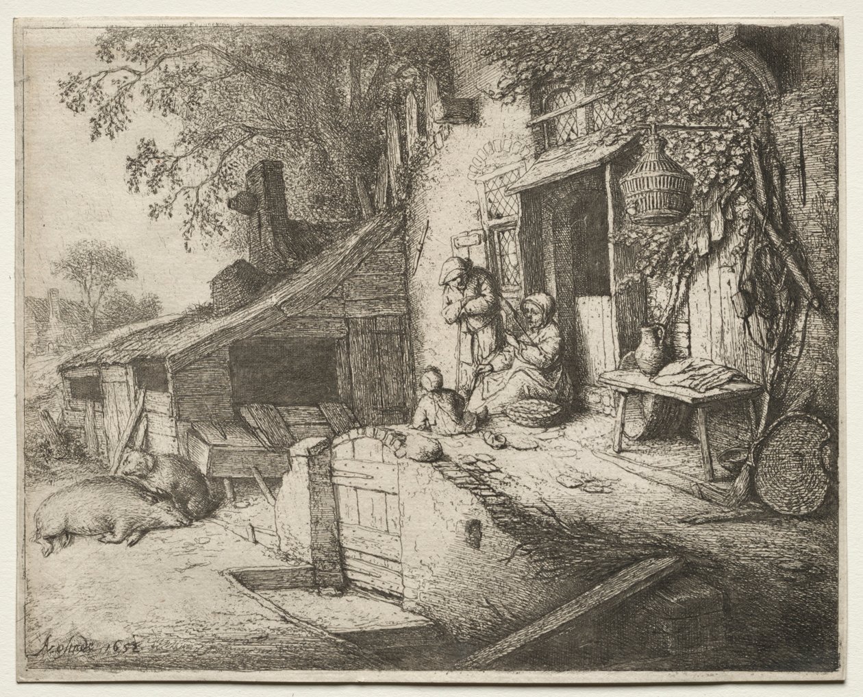 Kvinnen som spinner. av Adriaen Jansz. van Ostade