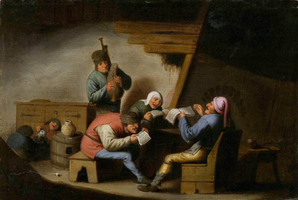 Landsbysangerne - landsbysangerne - Maleri av Adriaen Jansz van Ostade (1610-1685) - Olje på tre - 21,8x32,2 - Nasjonalgalleriet, Praha av Adriaen Jansz. van Ostade
