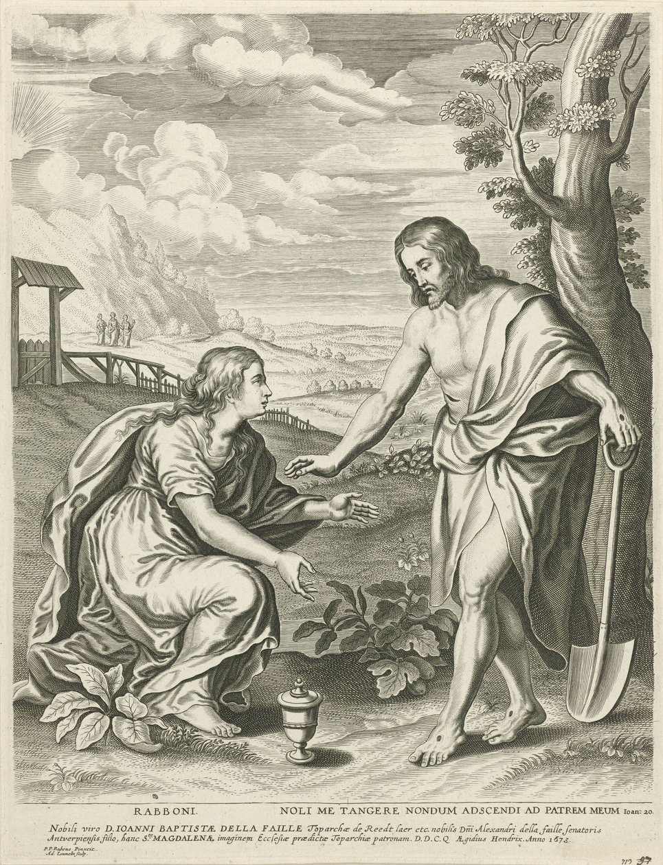 Kristus viser seg som gartner for Maria Magdalena av Adriaen Lommelin