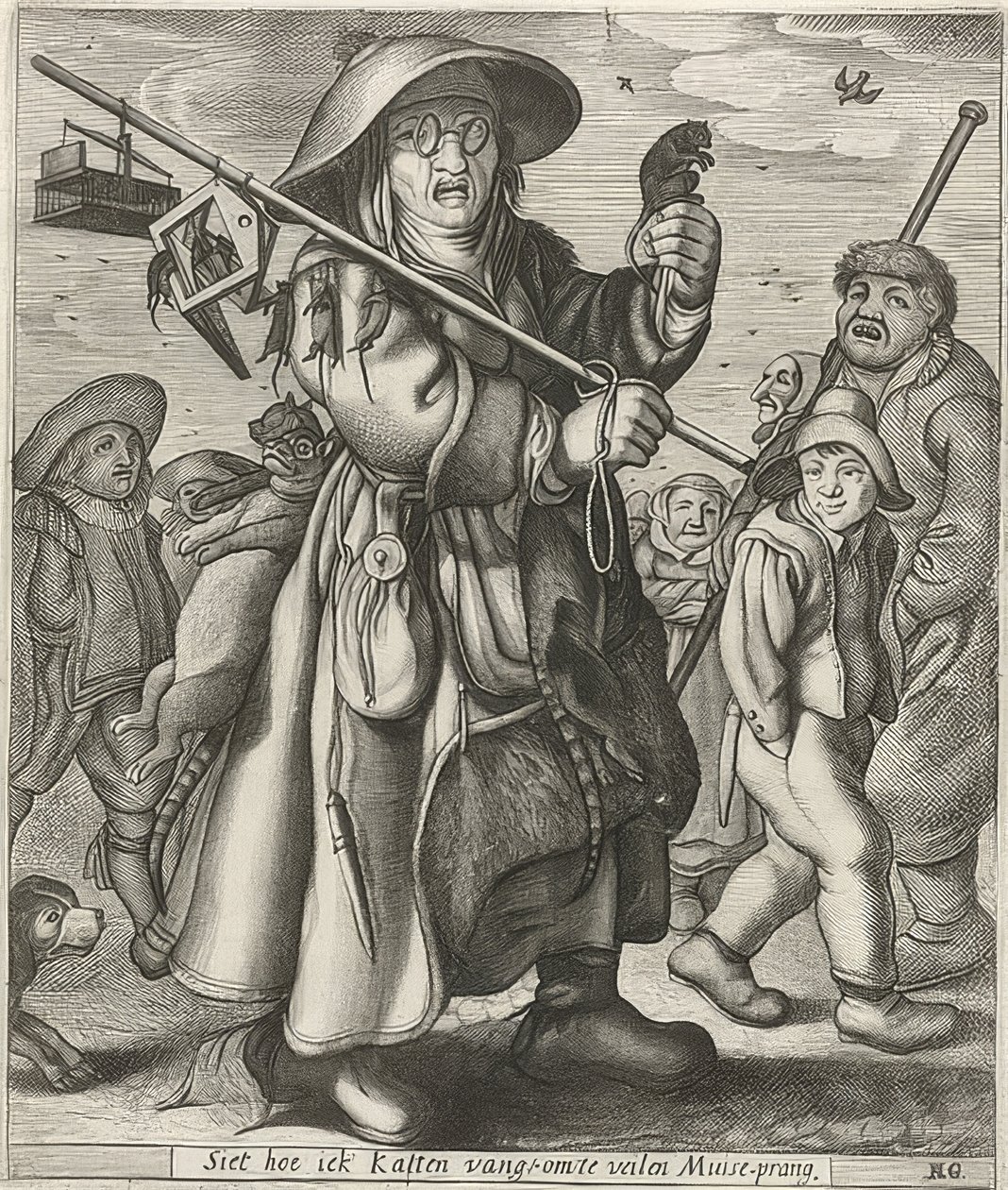 Mäusefänger (musefanger) av Adriaen Matham