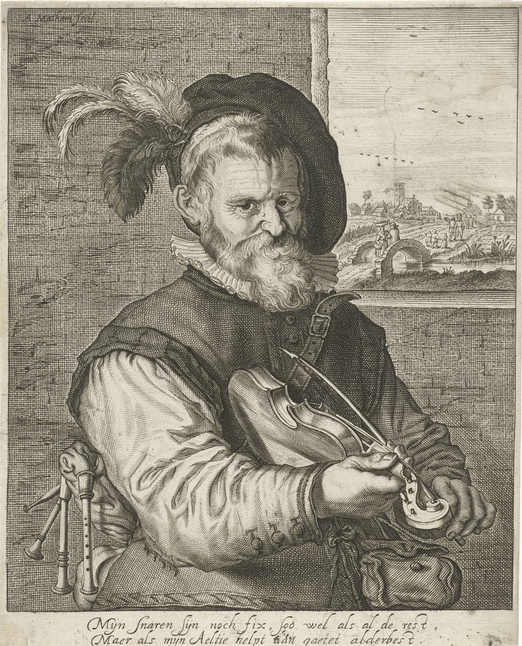 Gammel spelemann av Adriaen Matham