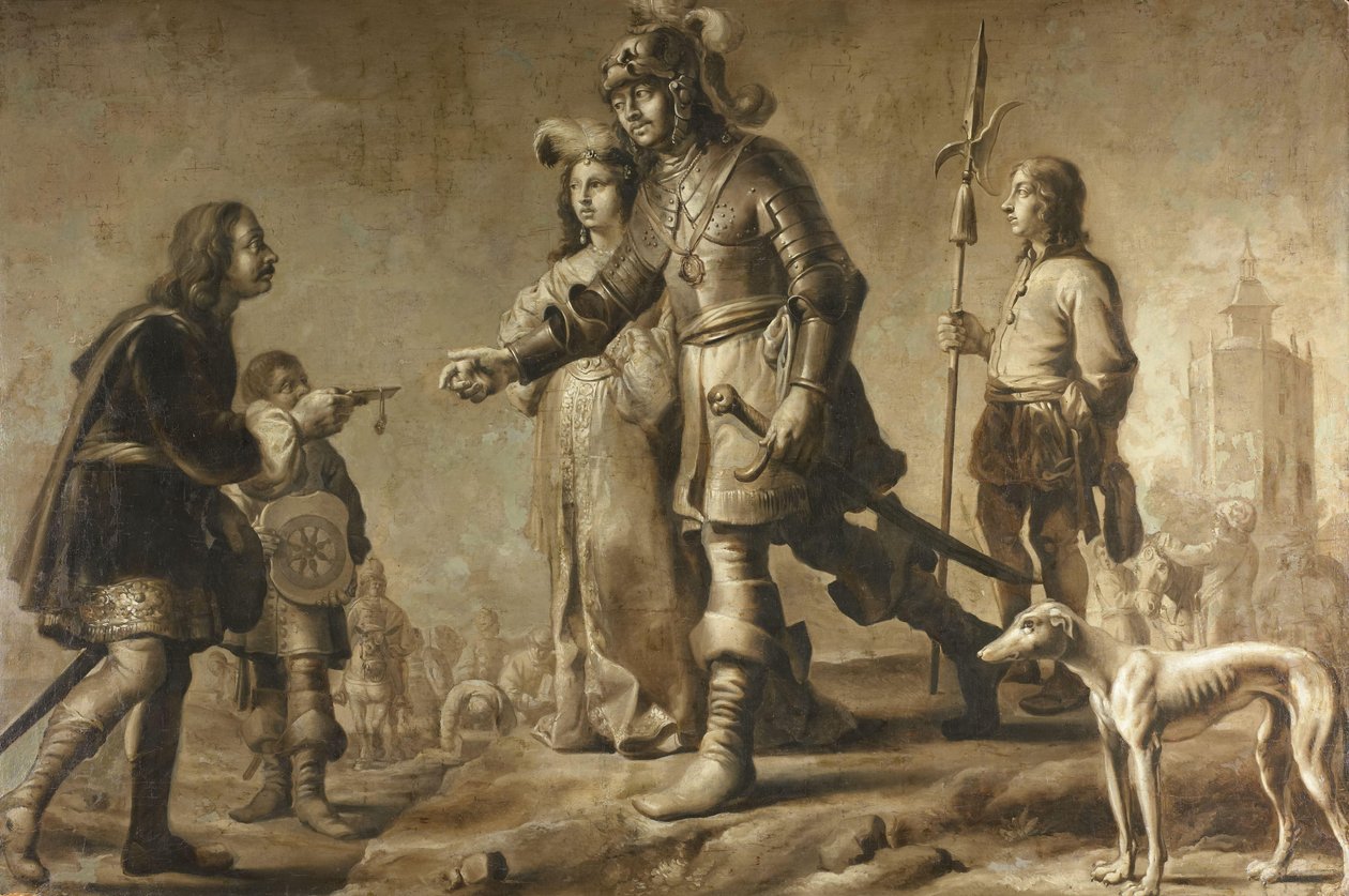 Boudewijn van Heusden (?-870) og hans kone Sophia mottar hyllest fra legaten til kong Edmund, ca. 1626 av Adriaen Pietersz van de Venne (manner of)