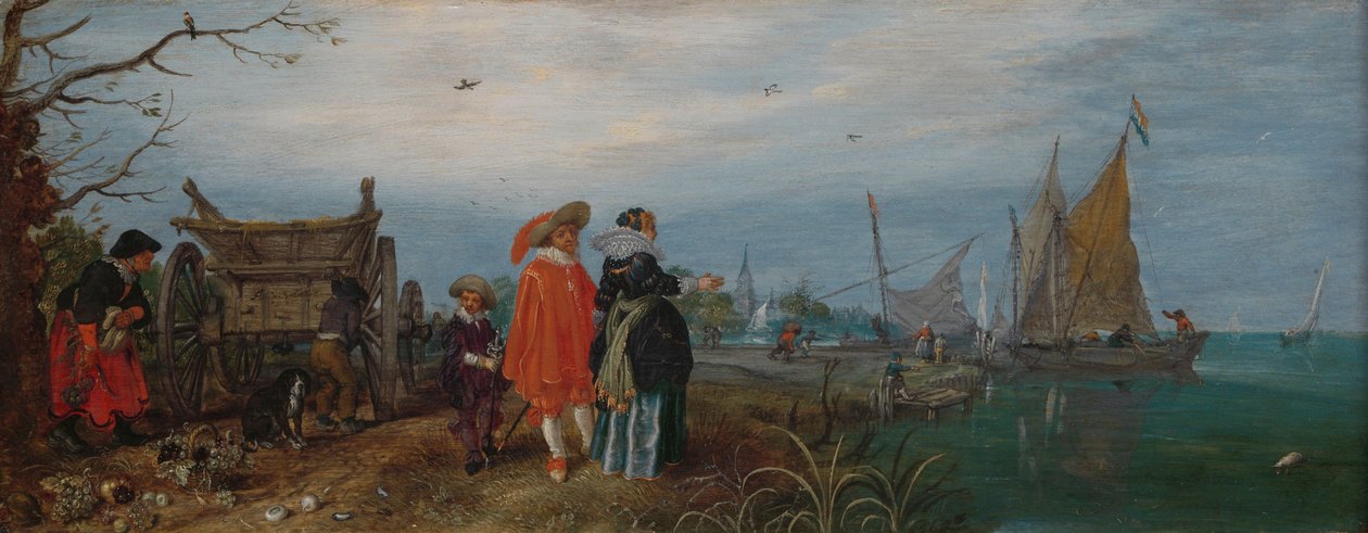 Høst (samtale), 1625 (olje på panel, h 14,6 cm × b 37,2 av Adriaen Pietersz van de Venne