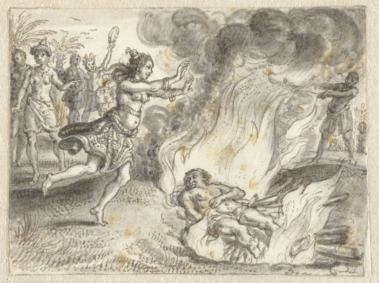 Kremasjon som praktisert av mennesker i et fjerntliggende land av Adriaen Pietersz van de Venne