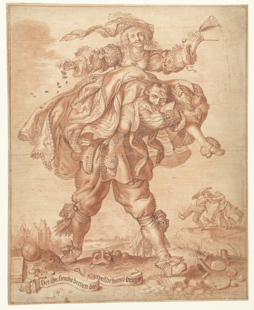 Det kreves sterke ben for å bære luksus "Det krever sterke ben å bære luksus" av Adriaen Pietersz van de Venne