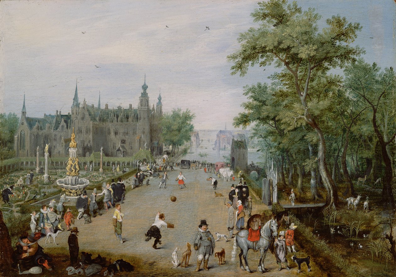 Jeu de Paume før et landspalass, ca 1614 av Adriaen Pietersz van de Venne