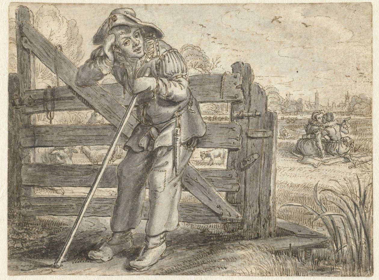 The Crazed Amour of Fat Leendert og Lijsje Teunis, med Joncker Maerten av Adriaen Pietersz van de Venne