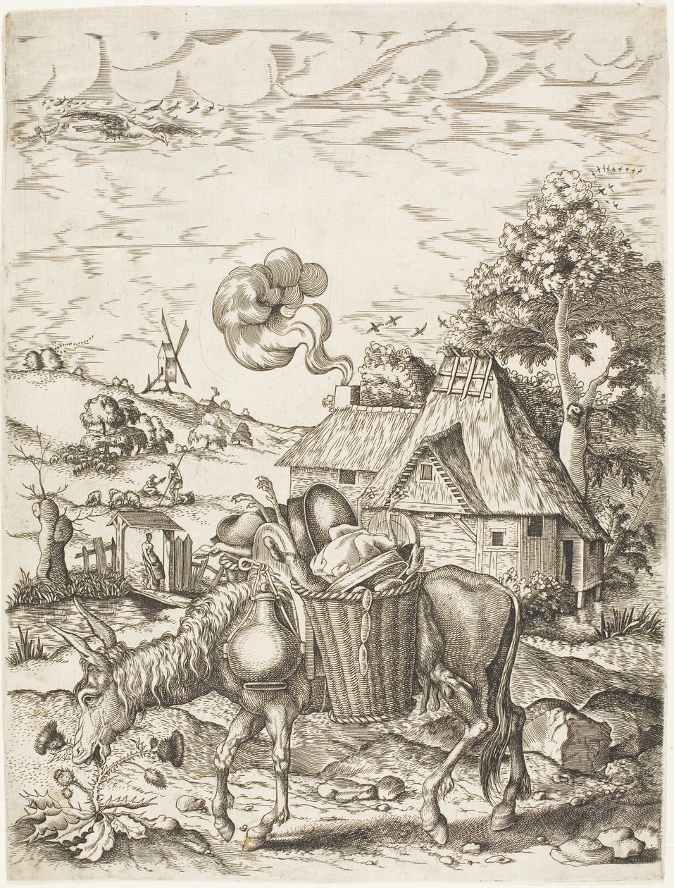 The Donkey Laden with Food, fra Emblematic Figures of Animals av Adriaen Pietersz. van de Venne