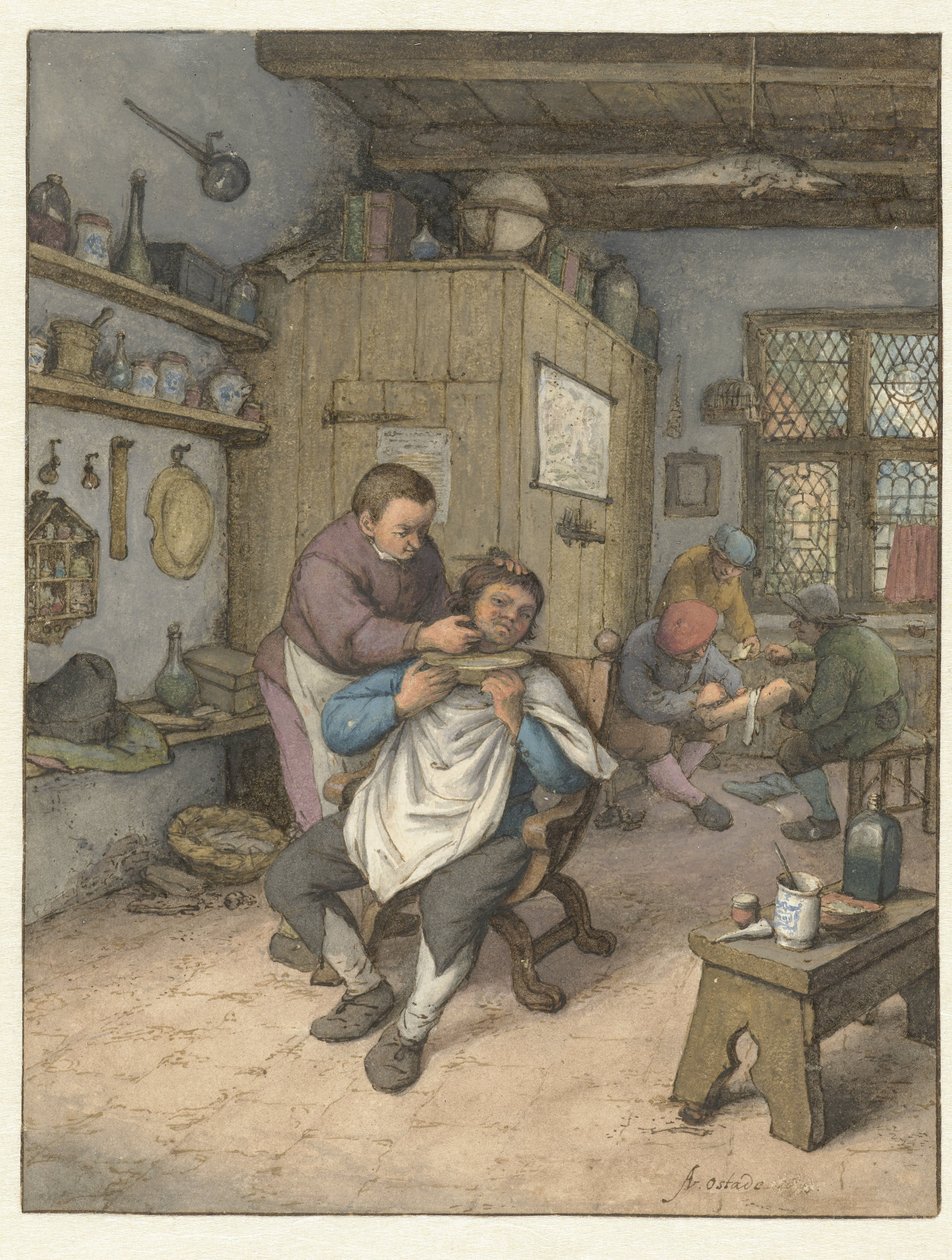 En frisørsalong Barbierswinkel av Adriaen van Ostade