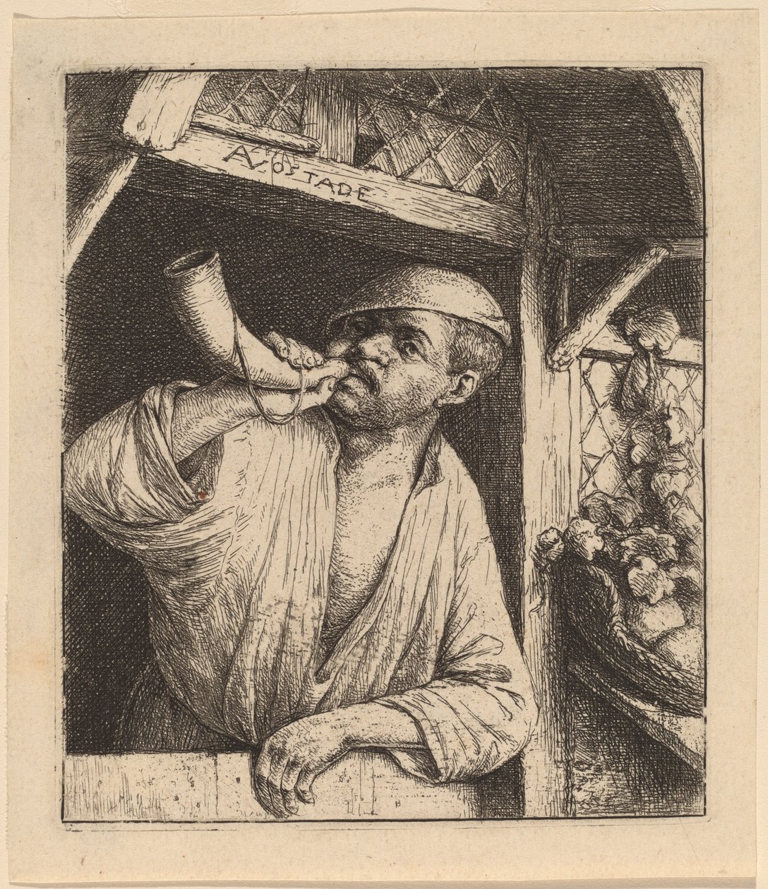 Baker klinger med horn av Adriaen van Ostade