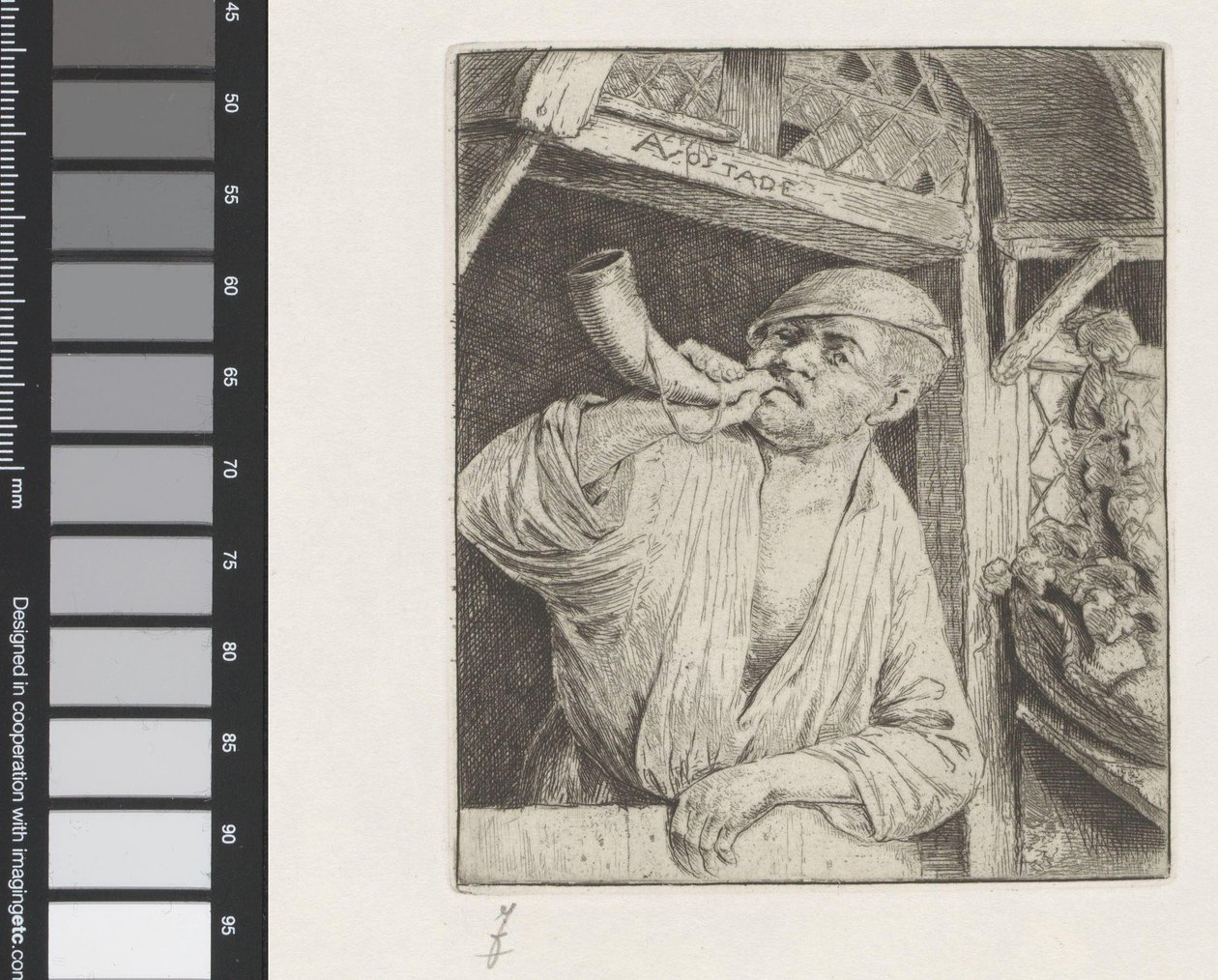 Baker blåser i horn av Adriaen van Ostade