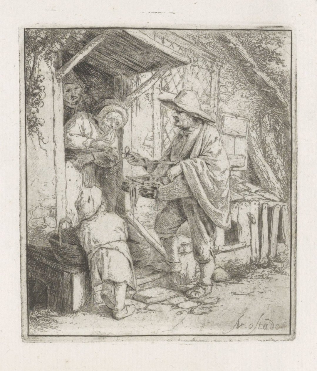 Brilleselger med en gammel kvinne av Adriaen van Ostade