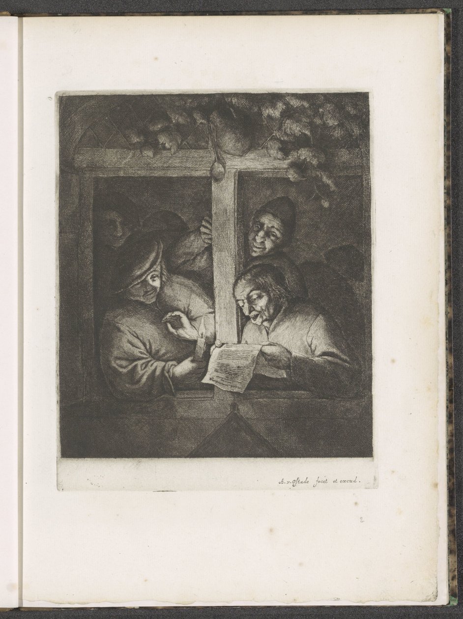 Tre sangere i et åpent vindu ved levende lys av Adriaen van Ostade