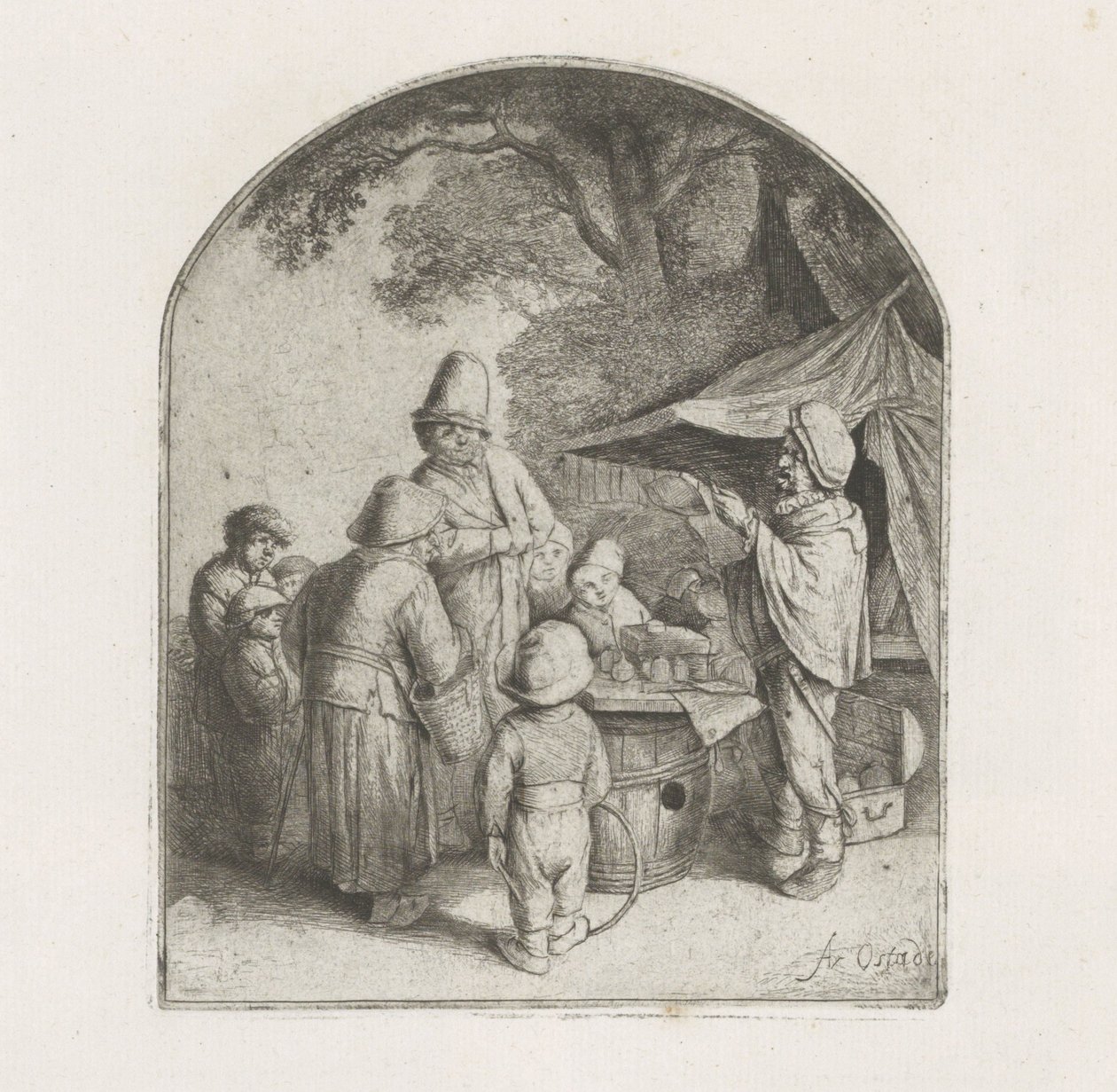 Figurer ved en kvakksalverstall av Adriaen van Ostade