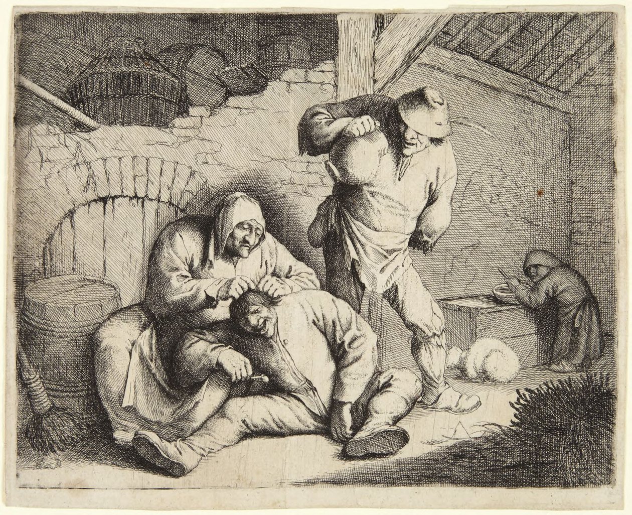 Kvinnen som fanger lopper av Adriaen van Ostade
