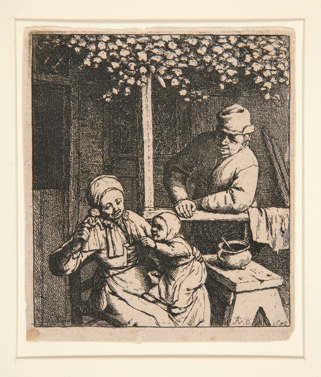 La poule desire [Kvinne erter barn med dukke] av Adriaen van Ostade