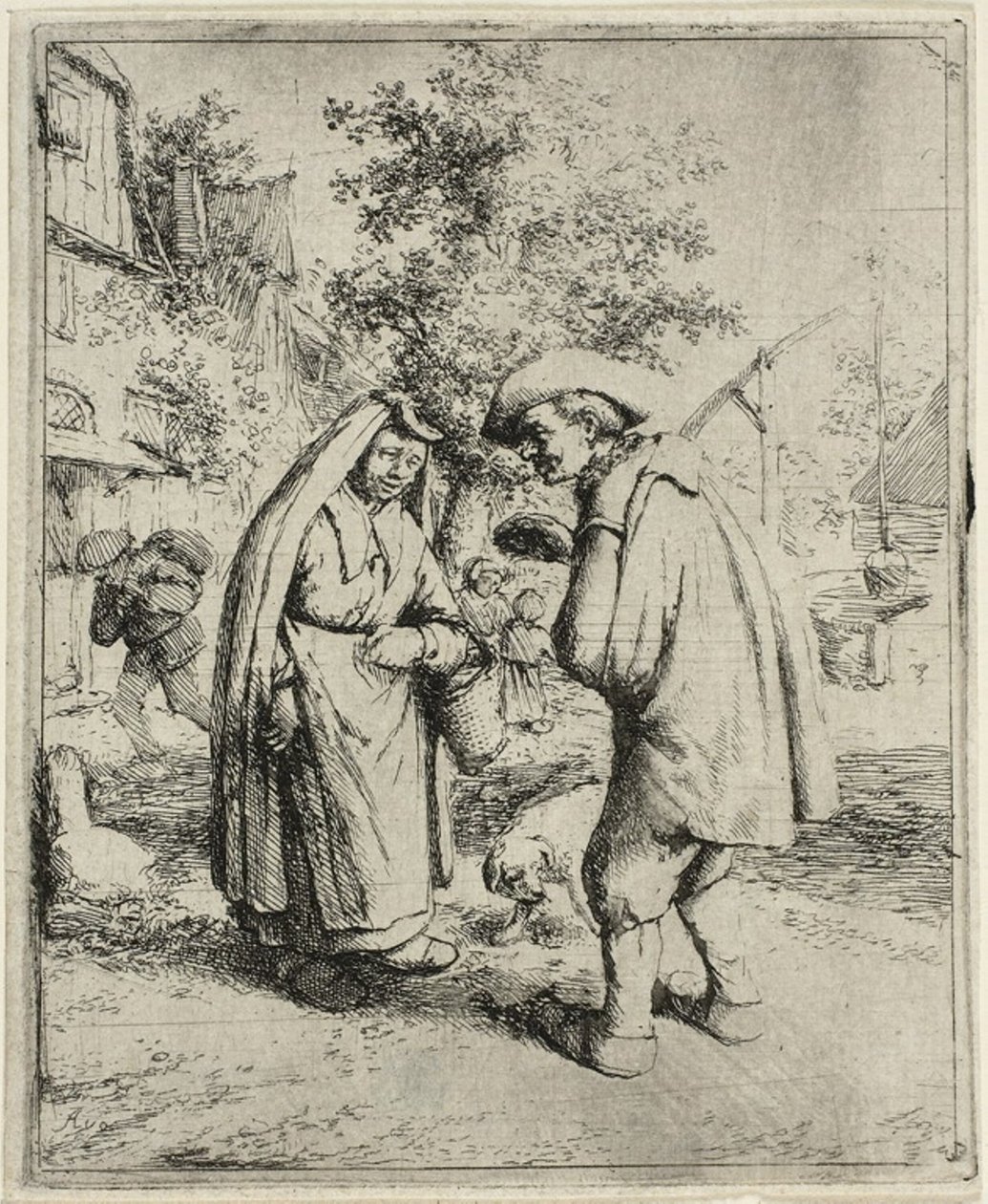 Mann og kvinne snakker av Adriaen van Ostade