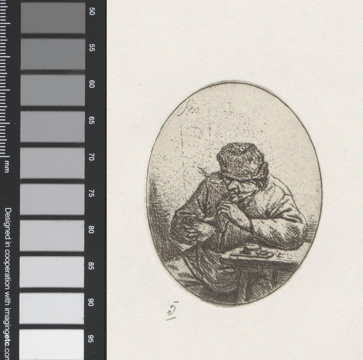 Mannen tenner pipen sin av Adriaen van Ostade