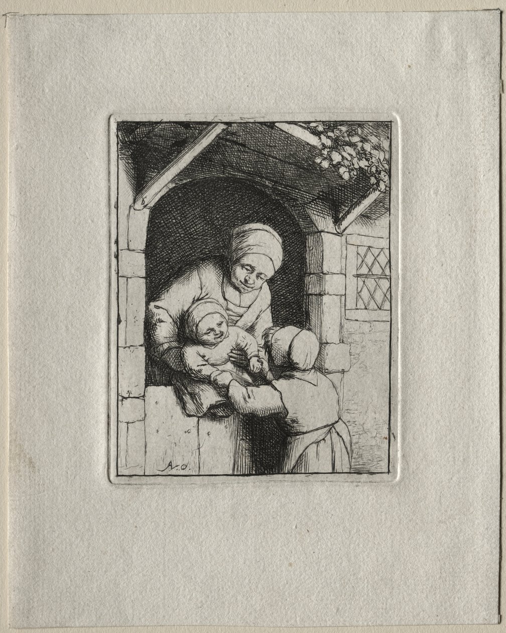 Mor og to barn av Adriaen van Ostade
