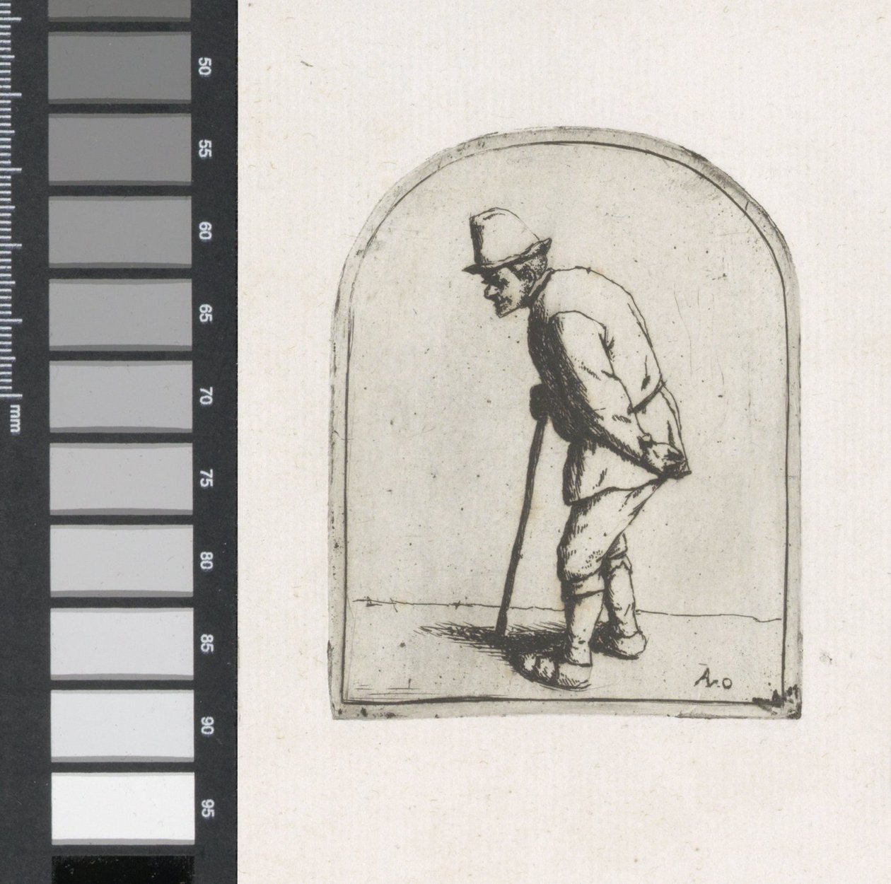 Gammel mann med en pinne av Adriaen van Ostade