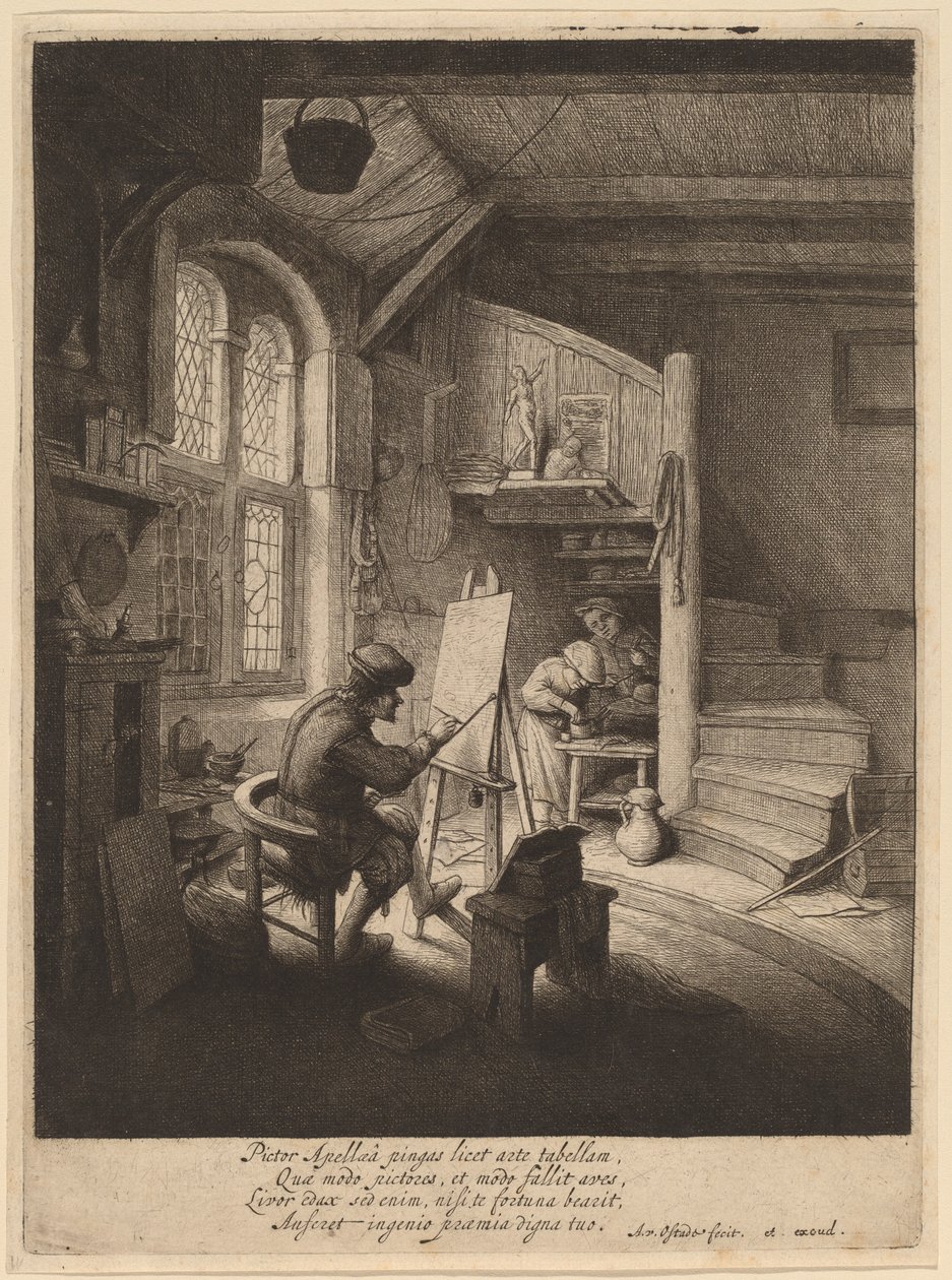 Maler i atelieret hans av Adriaen van Ostade