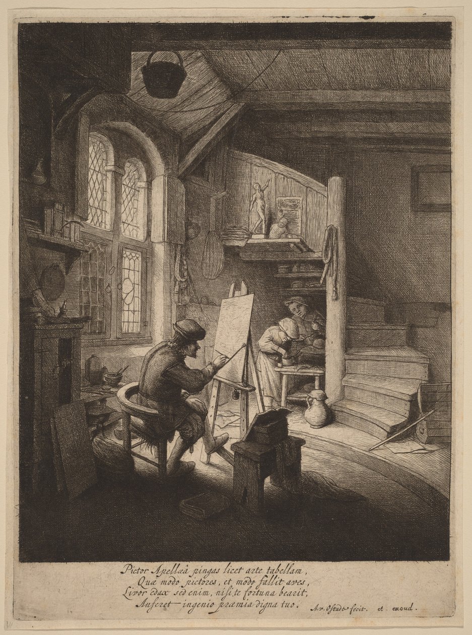 Maler i sitt atelier av Adriaen van Ostade