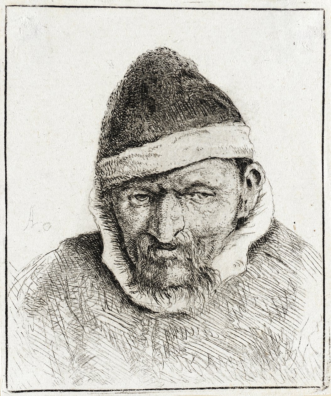Bonde med spiss pelslue av Adriaen van Ostade
