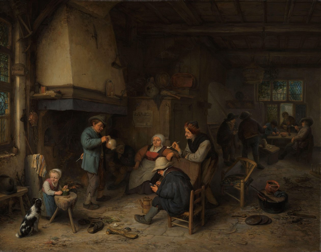 Bønder i et indre av Adriaen van Ostade