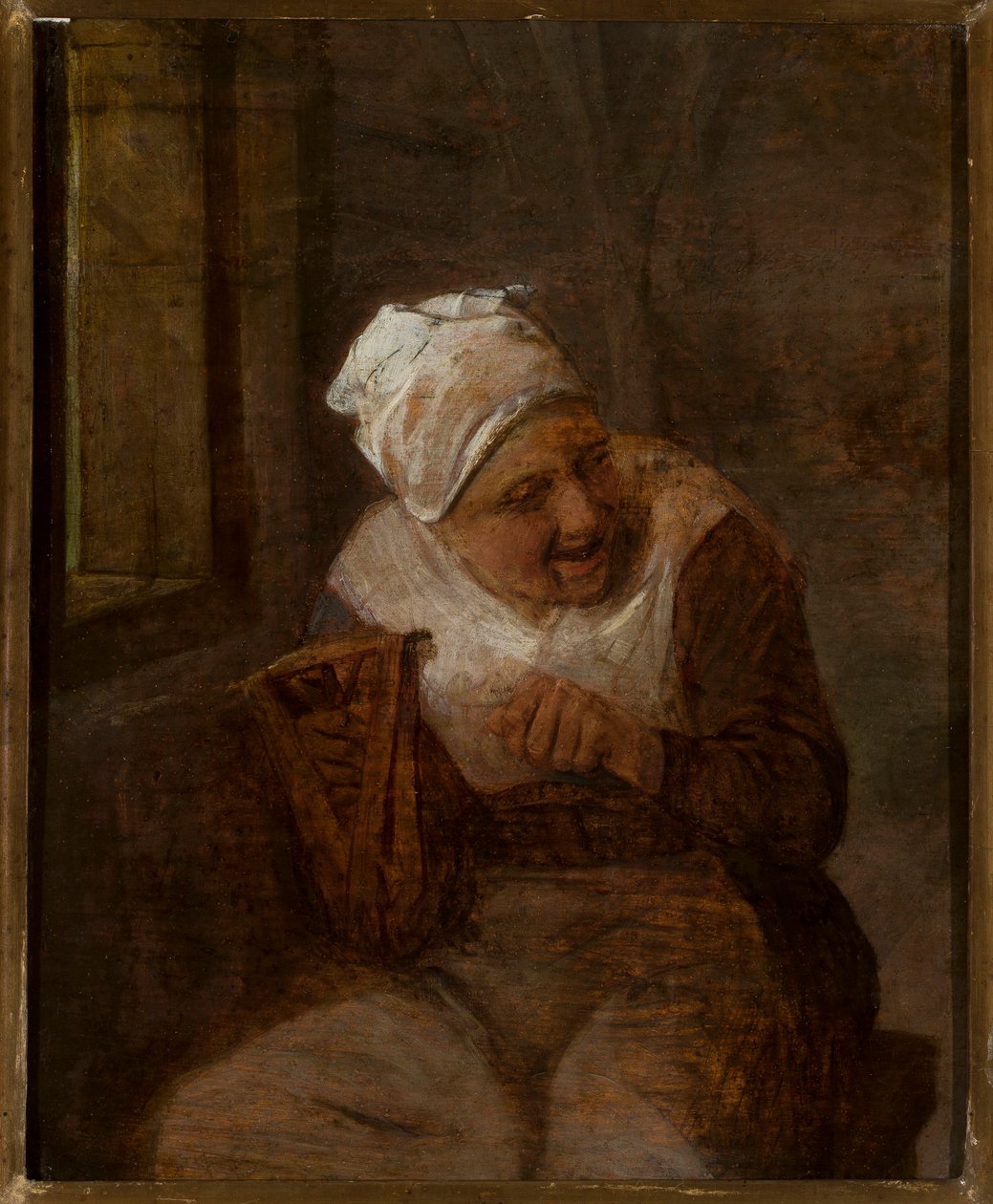 Spinnende kvinne ved vinduet av Adriaen van Ostade