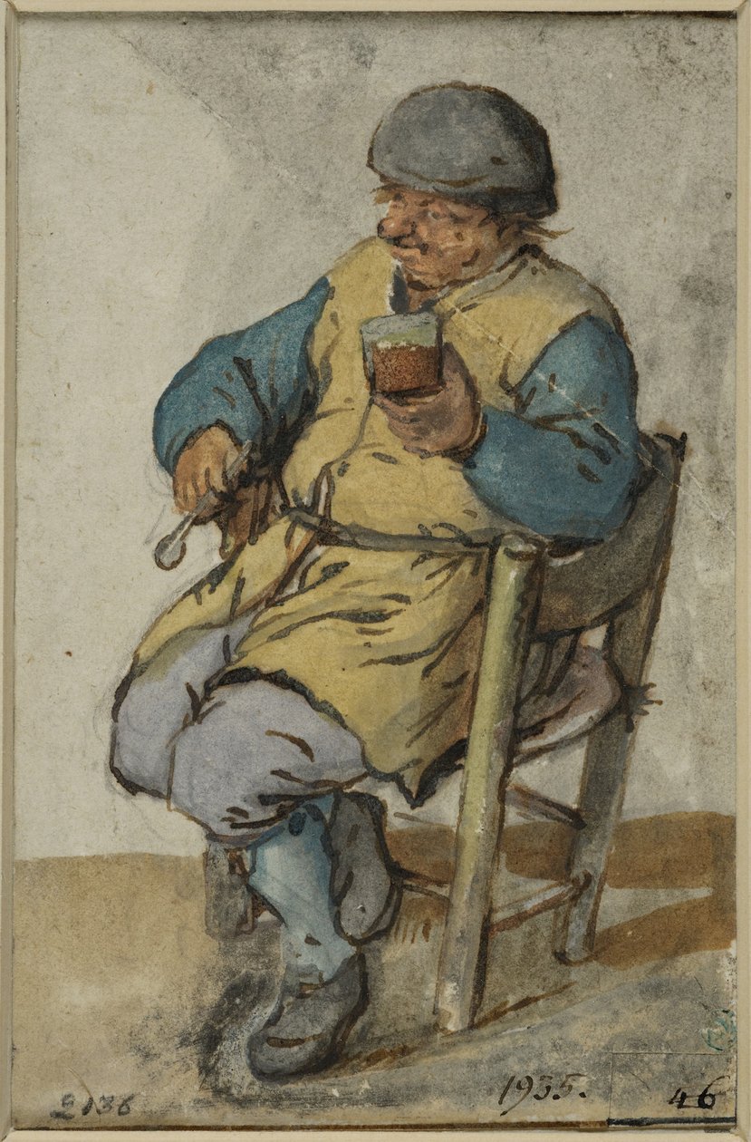 Sittende bonde med et glass øl av Adriaen van Ostade