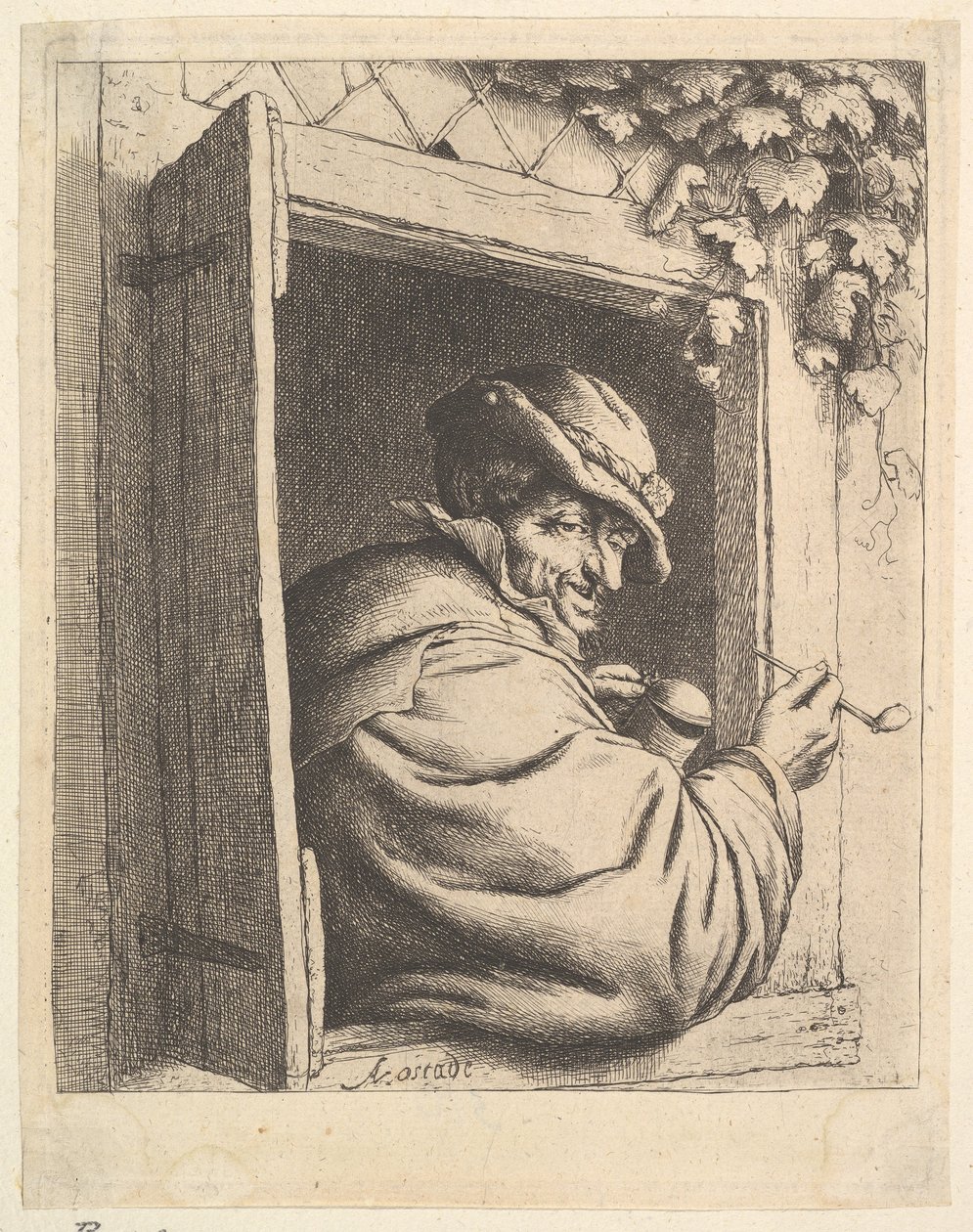 Røyker ved vinduet av Adriaen van Ostade