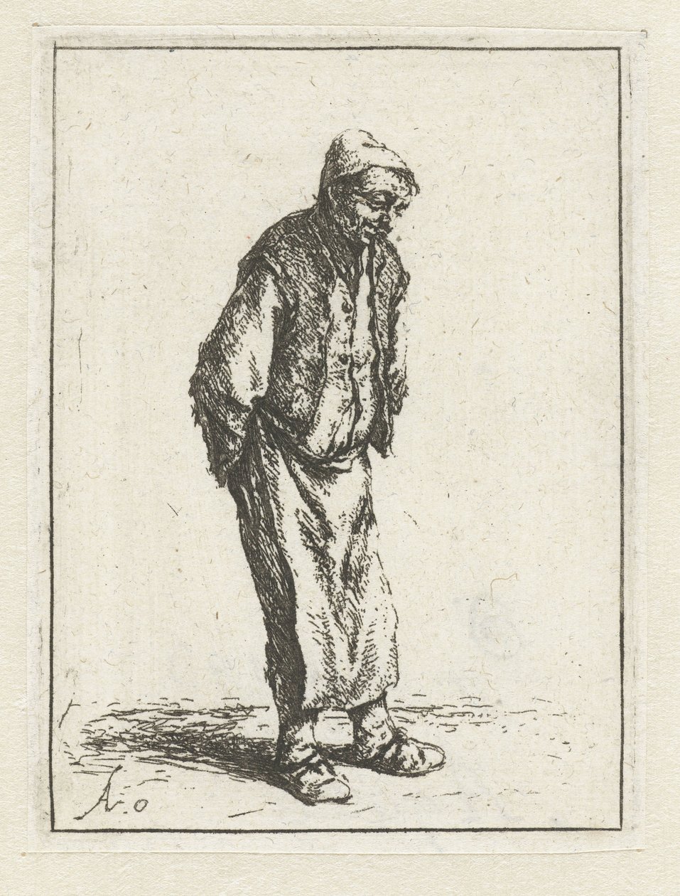 Stående bonde med hendene bak ryggen Tiggeren med hendene bak ryggen av Adriaen van Ostade