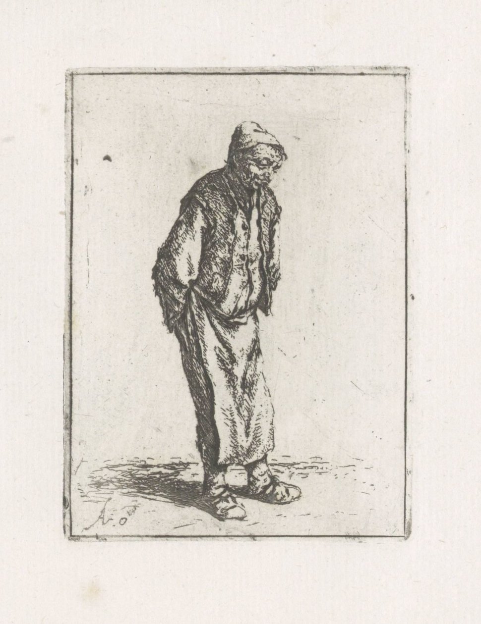 Stående mann med hendene bak ryggen av Adriaen van Ostade