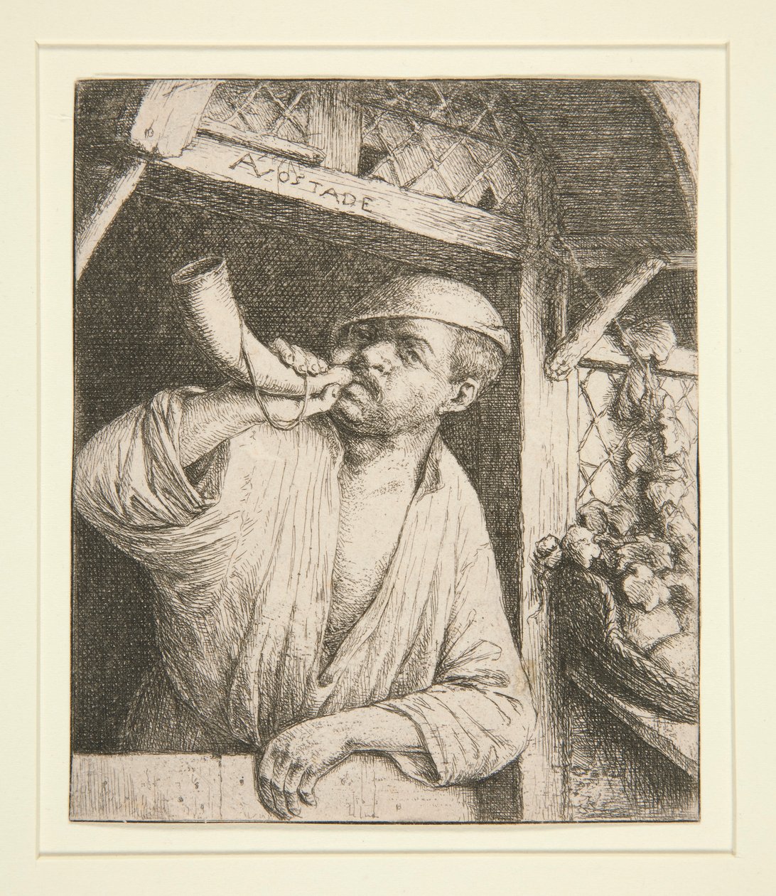 The Baker Sounding His Horn av Adriaen van Ostade