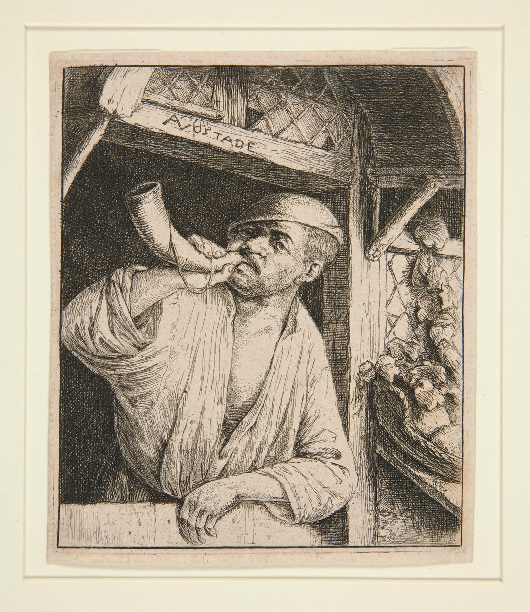 The Baker Sounding His Horn av Adriaen van Ostade